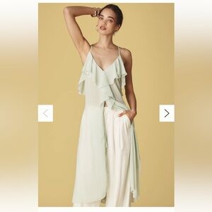 Anthropologie Ruffled Cross Back Long Tank Womens Large